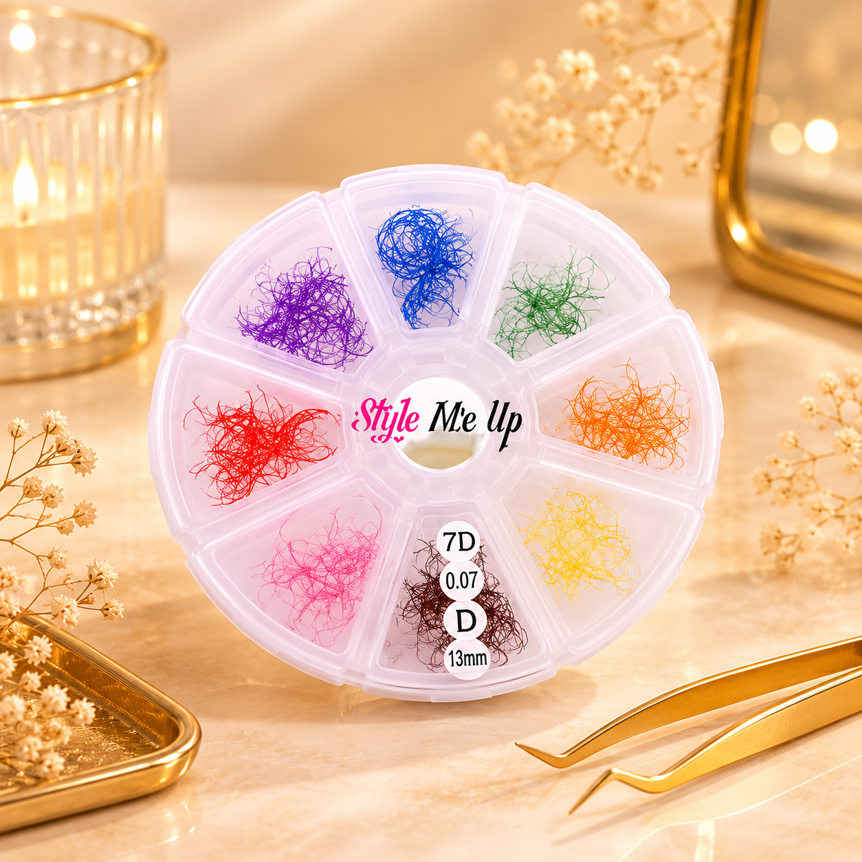 Color Mix Wimpernfächer | 5D & 7D | C/D Curl | 0.07 | Farbige Premade Fans