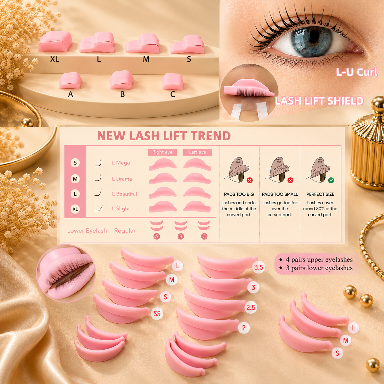 Premium Lash Lifting Silikonpads Set | Größen XS–XL | Wiederverwendbar