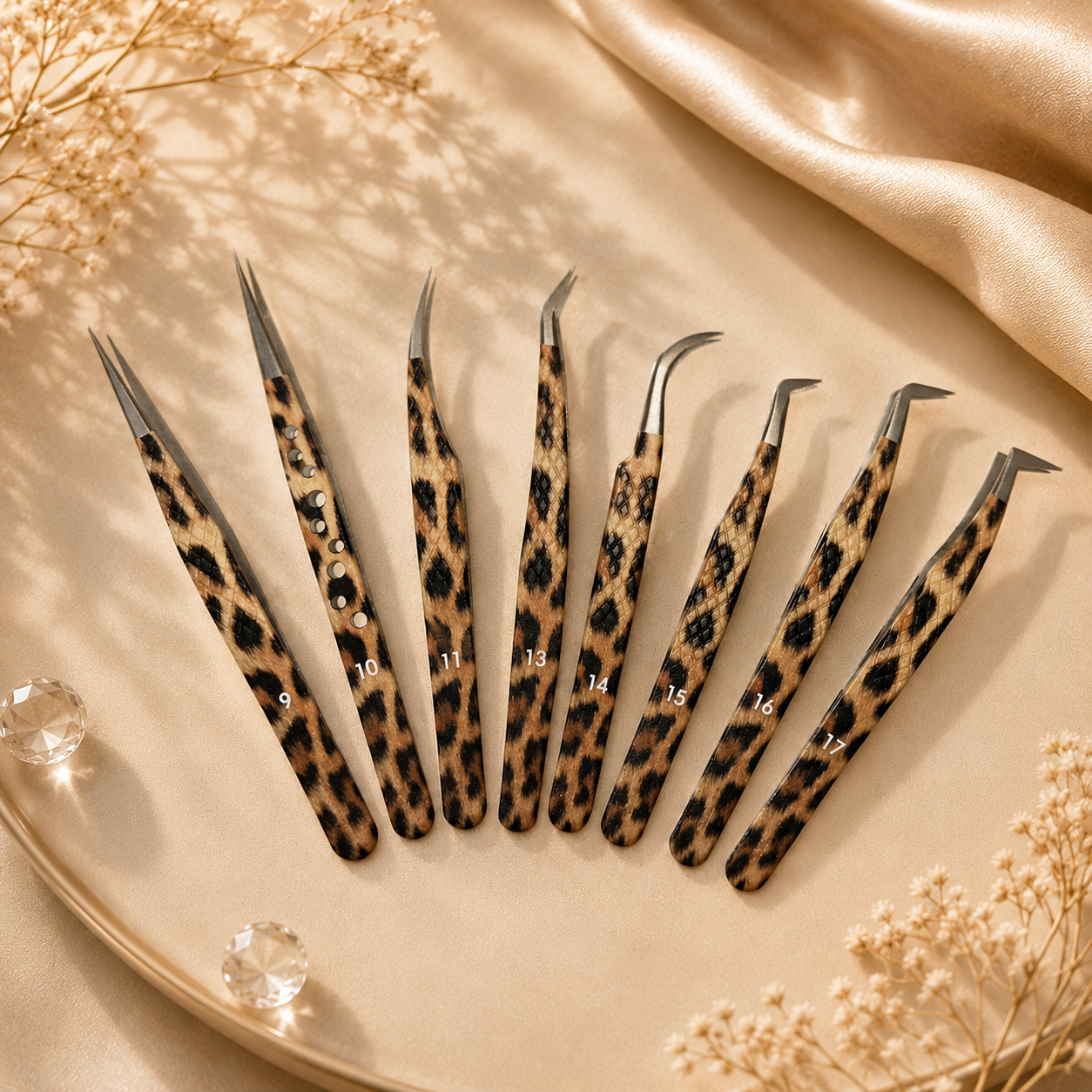 Leopard Lash Pinzetten Set – Präzisionspinzetten für Wimpernverlängerung