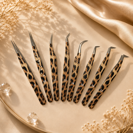 Leopard Lash Pinzetten Set – Präzisionspinzetten für Wimpernverlängerung