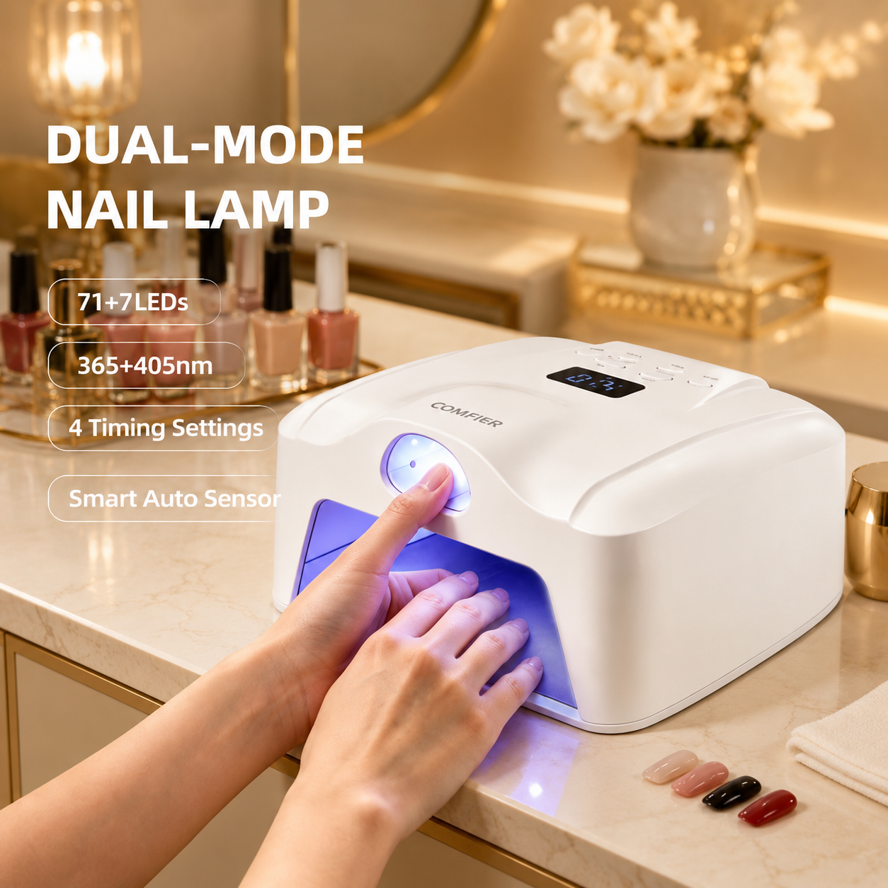 PerfectCure™ Dual Zone UV/LED Nagellampe 288W – Separate Daumenhärtung & Smart Sensor