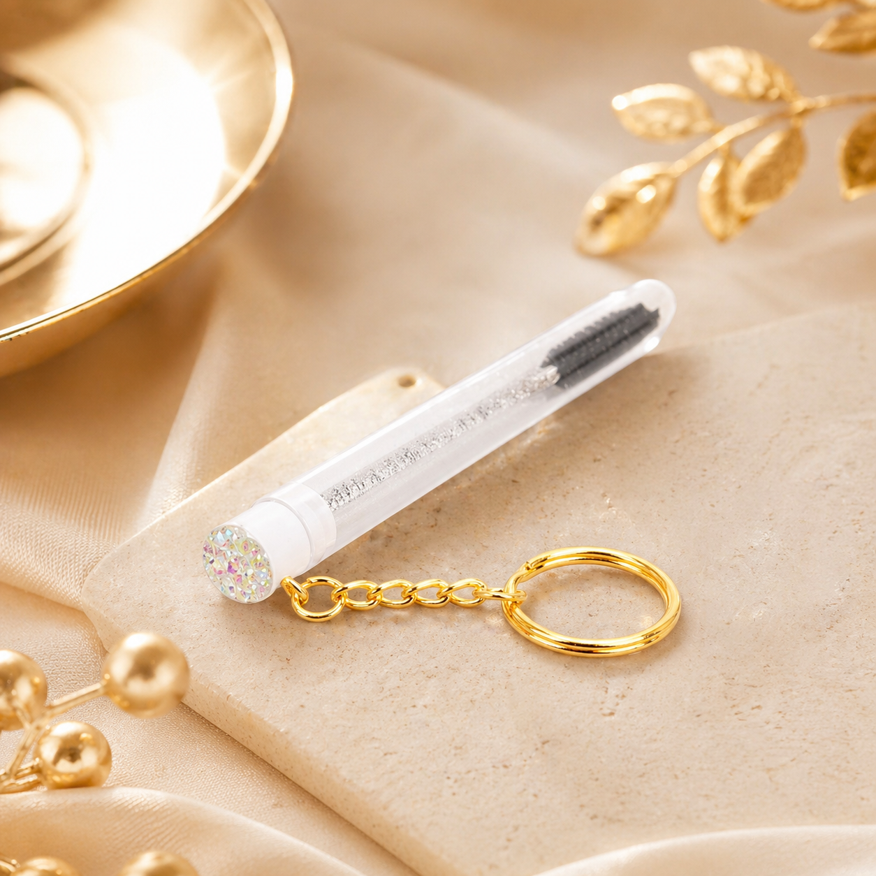 Luxus Wimpernbürstchen Schlüsselanhänger – Glitter Lash Brush mit Strass (wechselbar)