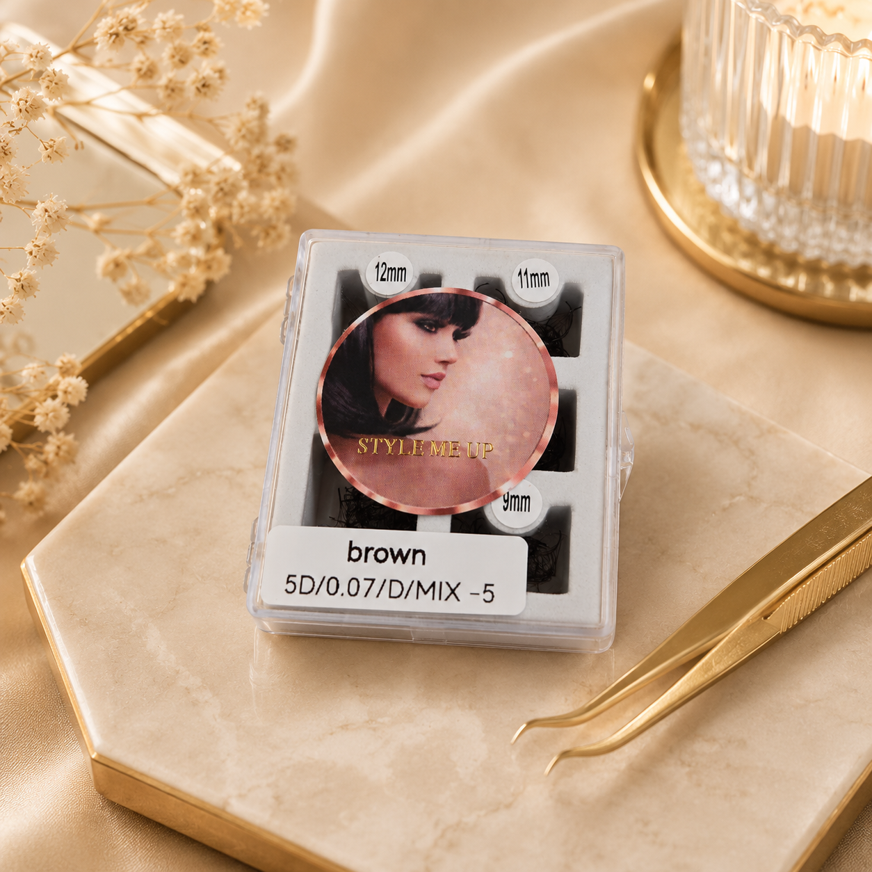 Brown Lashfans Mix Box 6mm–13mm | 3D & 5D 0.07 D Curl | 300 & 500 Fans