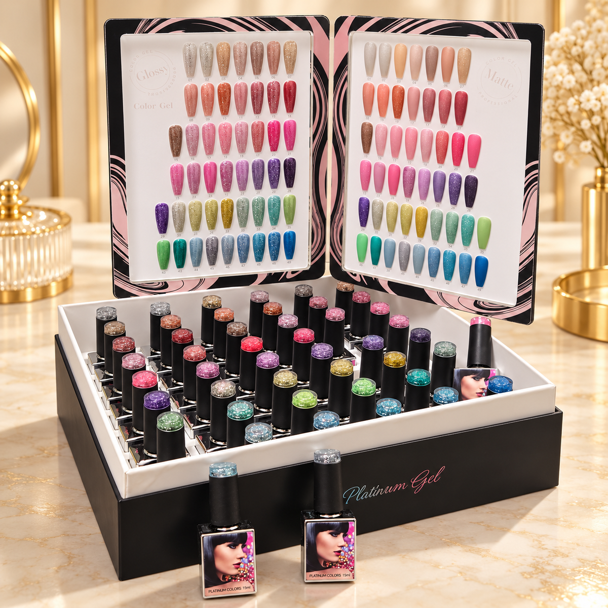 Platinum Colors Farbgel-Set – 48 Farben à 15 ml mit Display