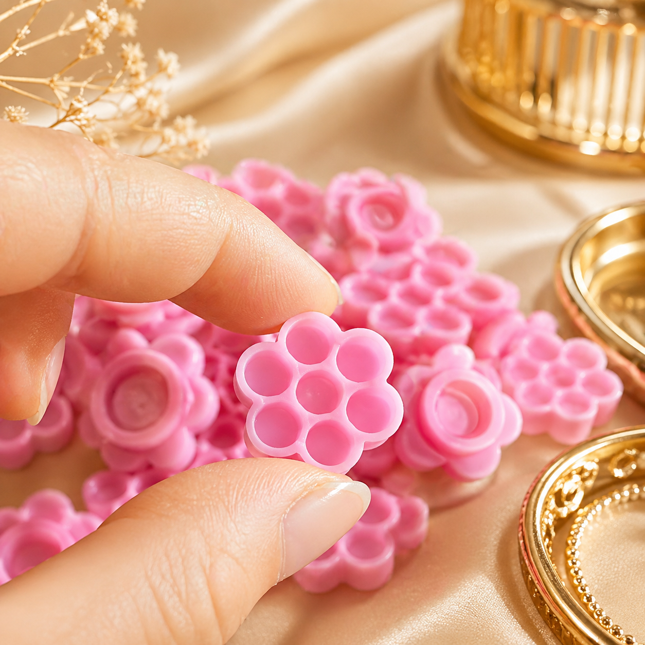 Kleberunterlage für Wimpernplatte – Wabenförmig Rosa