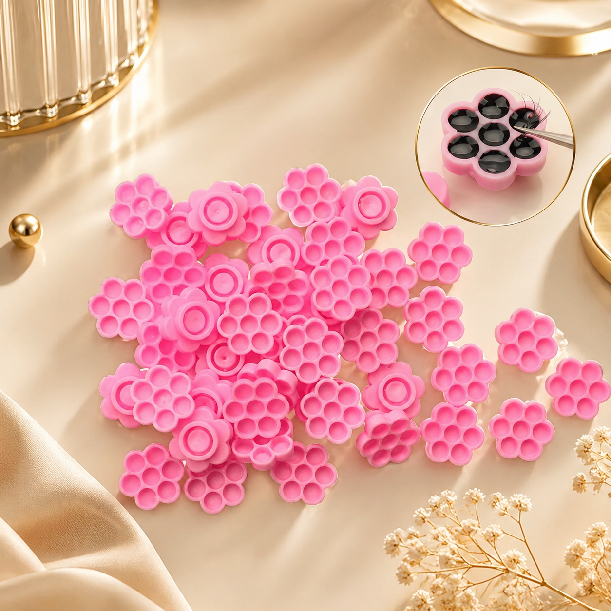 Kleberunterlage für Wimpernplatte – Wabenförmig Rosa