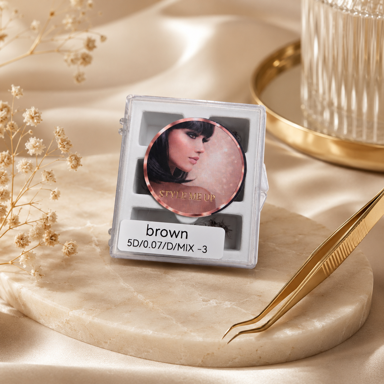 Brown Lashfans Mix Box 6mm–13mm | 3D & 5D 0.07 D Curl | 300 & 500 Fans