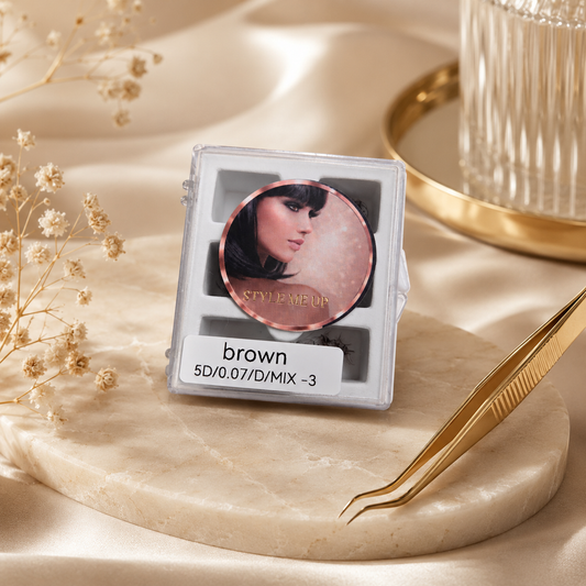 Brown Lashfans Mix Box 6mm–13mm | 3D & 5D 0.07 D Curl | 300 & 500 Fans
