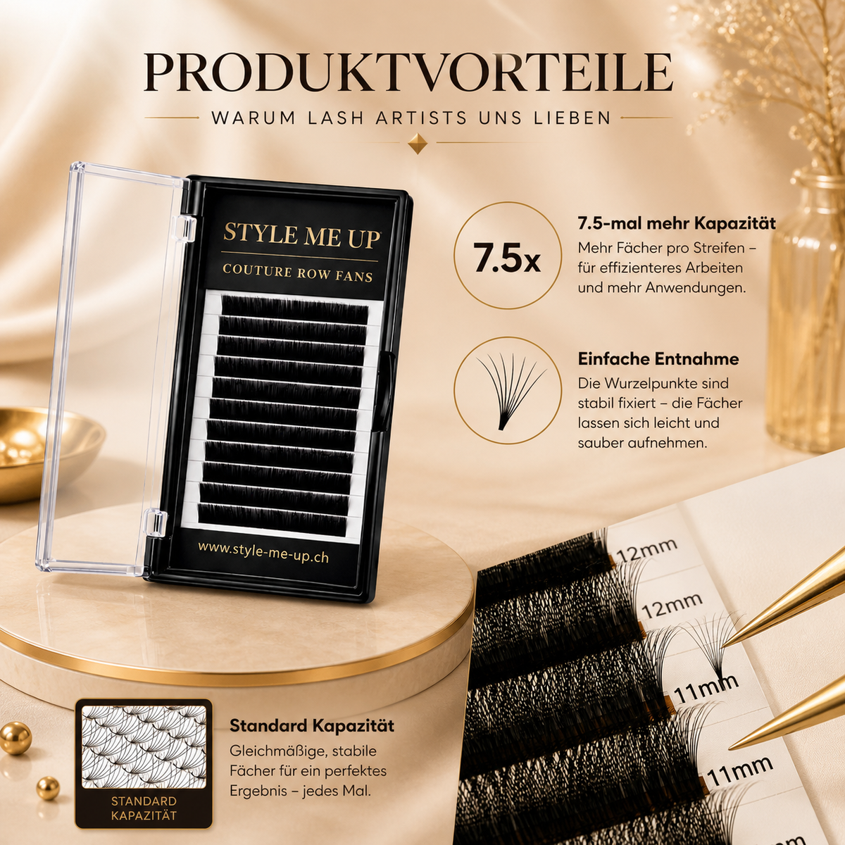Mix Box – Volumen Wimpernfächer 3D–16D | 1000 Fans | 8–13mm| COUTURE ROW FANS