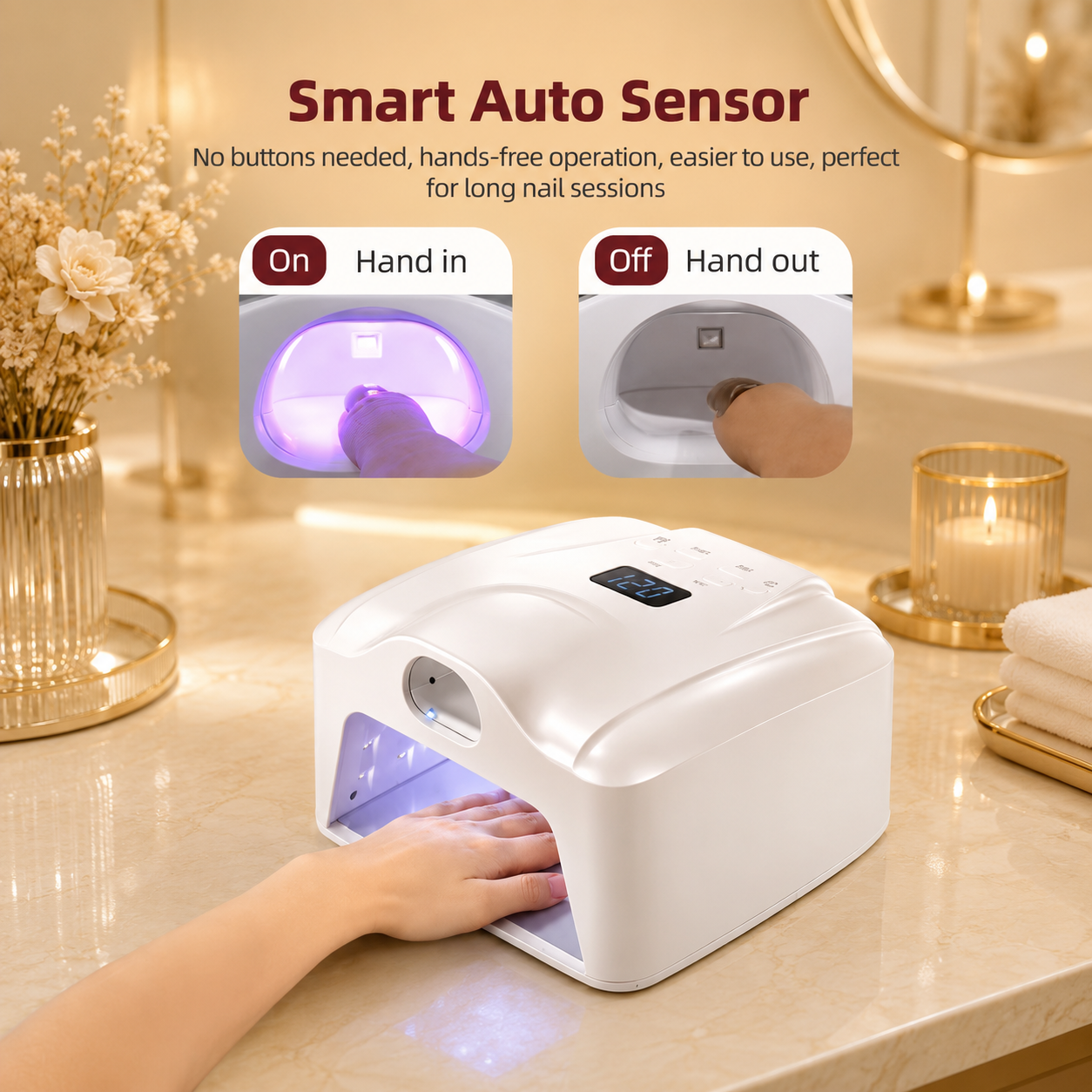 PerfectCure™ Dual Zone UV/LED Nagellampe 288W – Separate Daumenhärtung & Smart Sensor